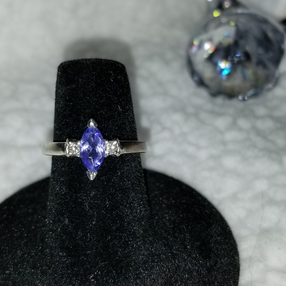LeVian Tanzanite & Diamond White Gold Women's Ring.